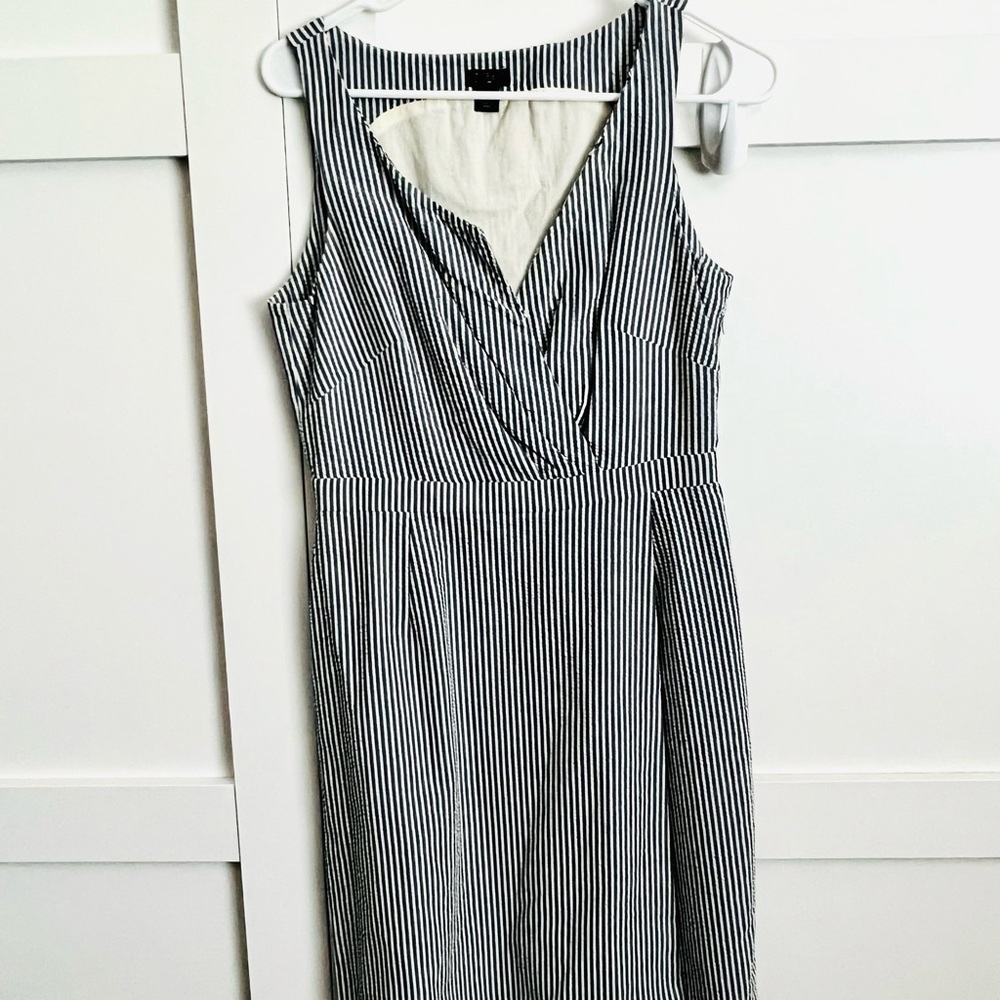 J.Crew Seersucker Stripe Faux Wrap Summer Dress
